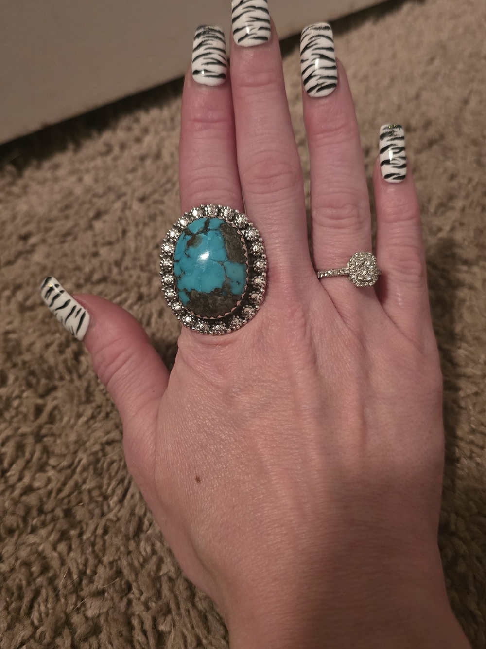 Kingman Turquoise Slab Ring Adjustable
